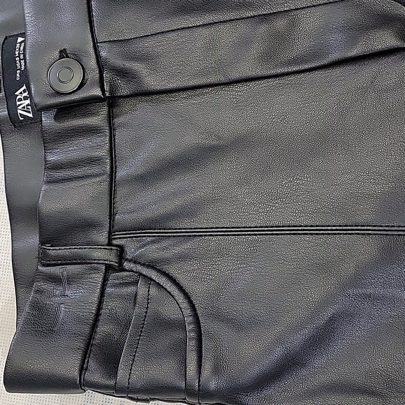 ZARA Womens Black Faux Leather High Rise Leggings Skinny Pants Size S🖤 - Picture 8 of 16